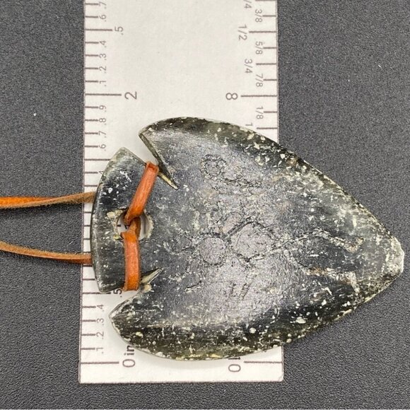 Carved Soapstone Dagger Shaped Pendant Necklace 17in - Picture 2 of 16